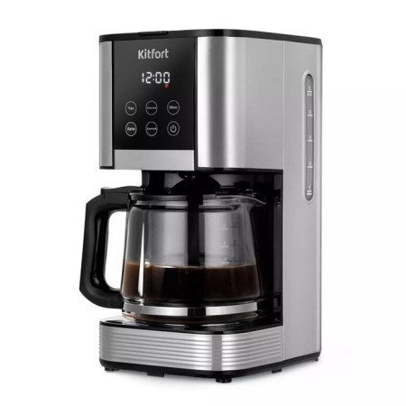 Coffee machine KitFort KT-7222, drip, 1000 watts, 1.5 l. Black-silver