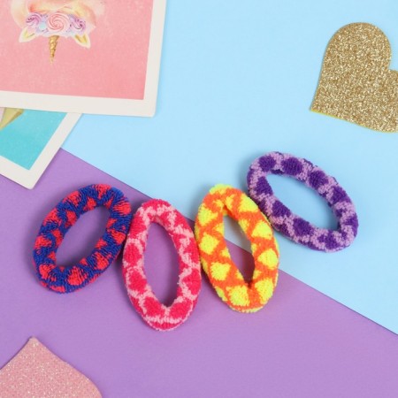 Hair elastic band "Mahrushka" (set 4 pcs) bright mesh, 3.5 cm, mix-1
