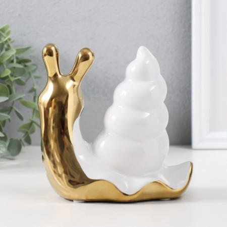 Souvenir Ceramics "Snail" gold with white 13.5x6.5x13.5 cm-2