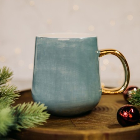 New Year! New Year's ceramic Penguin mug, 600 ml, blue color-7