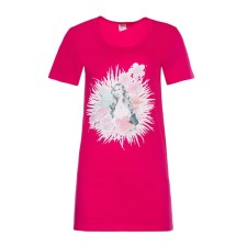 Homemade dress, fuchsia color, print mix, size 52