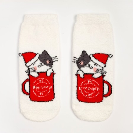 Women's socks "cat in a mug", white color, size 36-40-1