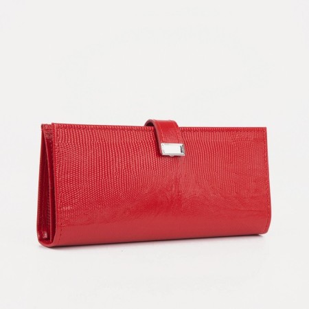 Women's wallet on the button, red color