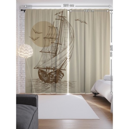 Photostes “Ships of a ship at sea”, Saten, size 145x265 cm, 2 pcs-1