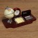 Table 7V1 set with a business card holder and hours, 19x24x16.5 cm, cherry