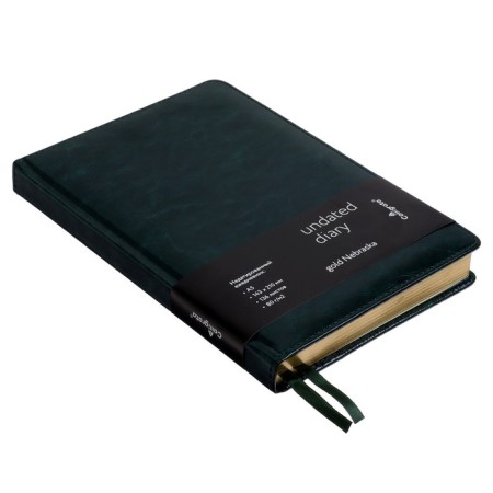 Delivery of a low -end A5, 136 sheets in a ruler, leatherette "Nebraska", gold cut, green-2