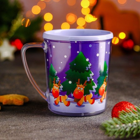 Plastic thermal circle “Happy New Year!”, 400 ml, MIX drawing-1