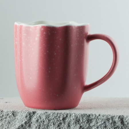 Ceramic uneven edge "Pink", 350 ml, pink color-3