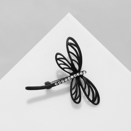 Brooch "Dragonfly" Dark, black and white color in ferrous metal-1