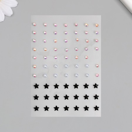 Stick plastic rhinestones, pearls "Stars and circles" 7.5x11 cm-1