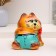 Pig a piggy bank "lying cat" Red