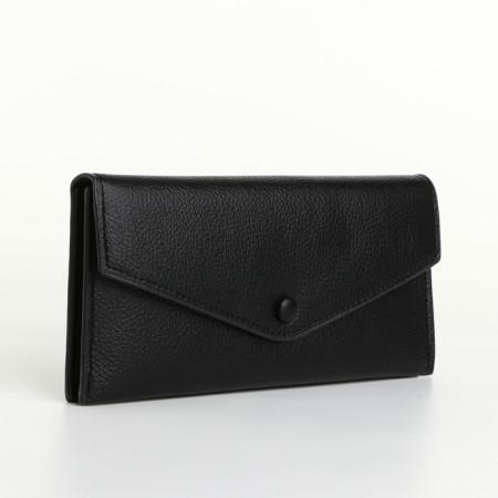 Women's wallet on the button, black color