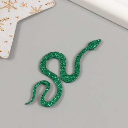Decor "Green Snake" Foam Glitter, 7 cm (set 6 pcs)-3