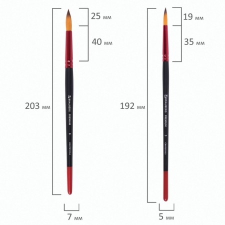 System of synthetics 10 pieces, Brauberg Premium, round No. 1, 2, 3, 5, 8; Flat No. 2, 4, 6, 8, 10-4