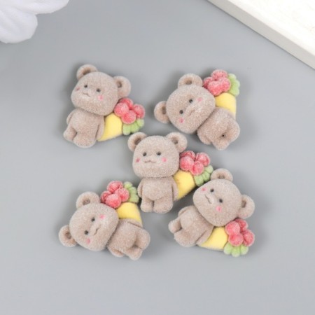 Decor for creativity velvet spraying "Bear with a bouquet" 0.6x1.8x2 cm-2