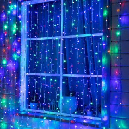 Garland "Curtain" 2 × 9 m, IP44, UMS, white thread, 1800 LED, glow of Multi, 220 V
