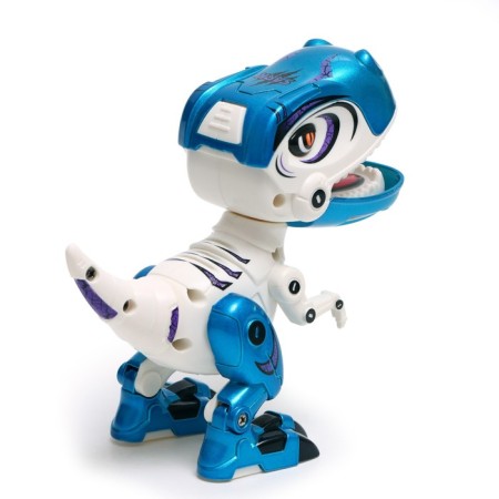 The robot dinosaur "Dinobot" IQ Bot, interactive: reacts to touch, sound, light, metal, on batteries, white-2