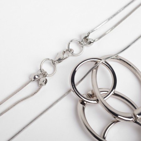 Pendant "chain" melancholy, plexus circles and ovals, color silver, 60 cm-2
