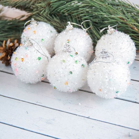 Set of balls plastic D-5.5 cm, 6 pcs "Pushka" white