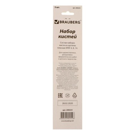 Set of brushes bristles 3 pieces: flat No. 4, 8, 14-3