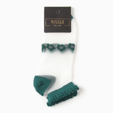 Women's socks glass minku "Flowers", turquoise color, rr 36-37 (23 cm)-2