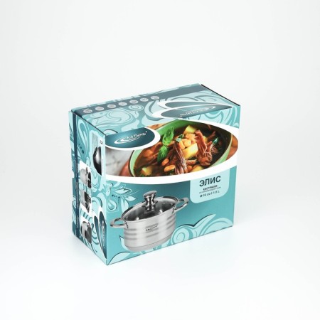 Elis pan, 1.8 l, d = 16 cm, glass cover, capsule bottom, chrome color-5