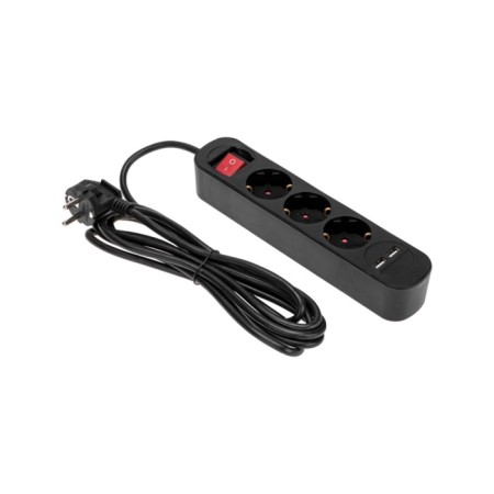 Extension cord Standard 3 Nests, 3m, 3x1.0mm², C/Z, with a switch, 2 USB, Black Rexant-1