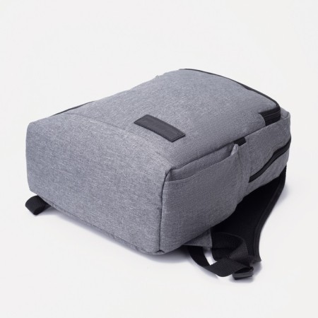 Male backpack on lightning, rise, external pocket, gray color-3