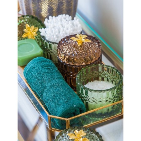 Glass box, 9 × 9 × 10 cm, olive color-2