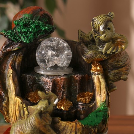 Fountain "Elephants with coins, in the mountains" 20x13 cm (with backlight)-1