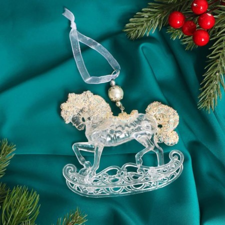 Jewelry decoration "Horse on the stand" Brill, 10.5x9.5 cm, transparent