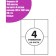 Labels, A4 format, self -adhesive, 100 sheets, 80 g/m, different, on a sheet 4 pieces, 105 x 148.5 mm, white