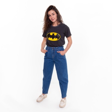 T-shirt female, color dark gray melange, bat, size 54-2