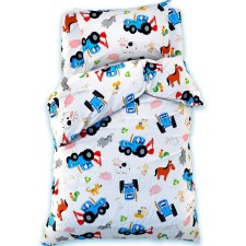 Bed linen 1.5 joint venture blue tractor, 143x215 cm, 150x214 cm, 50x70 cm -1 pcs., 125 g/m2 Poplin