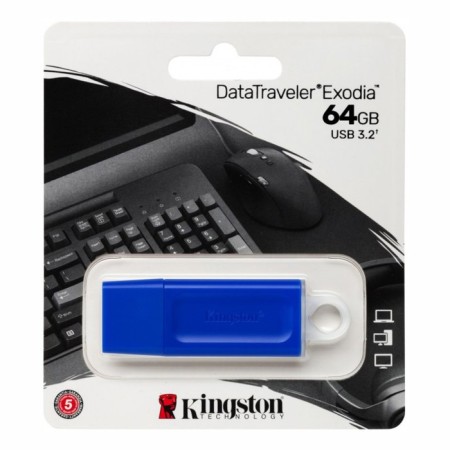 USB flash drive 64 GB Kingston DT Exodia Blue KC-U2G64-7GB / USB 3.2 / White Ring