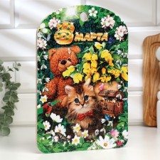 Доска разделочная большая «8 марта. Кошка», 19,5×27,5 см