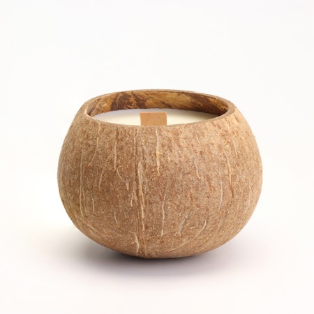 Candle in the coconut aromatic, green tea, soy wax, 8x10 cm, in the box-3
