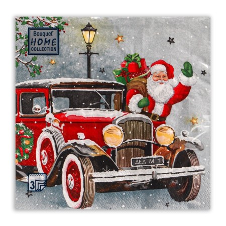 New Year's napkins Paper Home Collection "Santa Claus arrived", 3 layers, 33x33 cm, 20 pcs-1