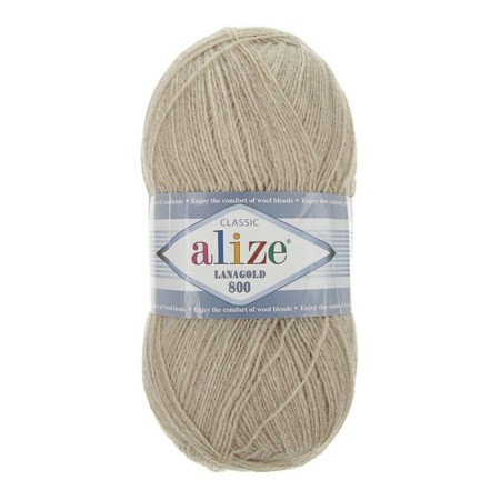 Yarn "Lanagold 800" 49% wool, 51% acrylic 730m/100g (152 beige)-1