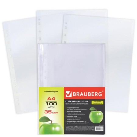 A4, 35 μm, brauberg, embossing, vertical, 100 pieces-6