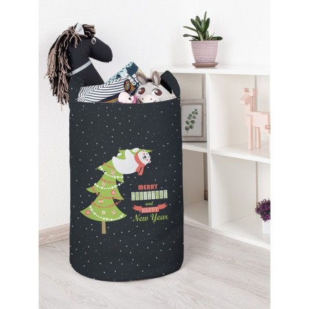 Basket for toys "Bear on a Christmas tree, size 40x60 cm