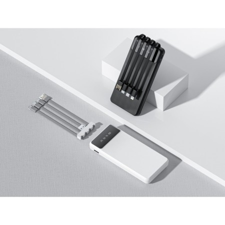 External BYZ W79, 10,000 mAh, Type-C, USB, 2 A, display, cable 4, display, white-3