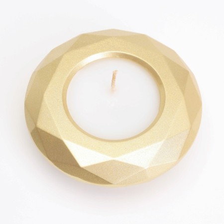 Candle "Complete" in a candlestick with faces of gypsum large, 10.5x3cm, gold-2