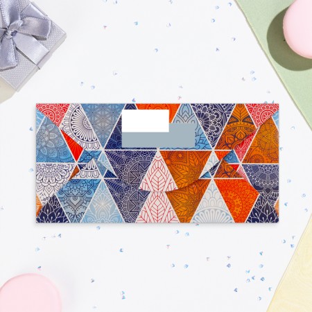 Money envelope "Universal" glitter, triangles, 8x17 cm-2