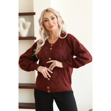 Cardigan female, size 44, burgundy color-9