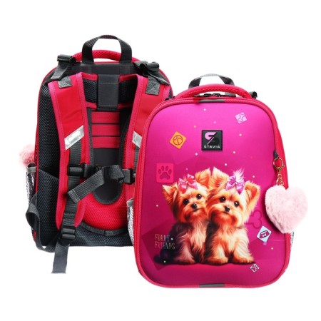 School backpack 38 x 30 x 16 cm, ergonomic back, stavia "york", pink