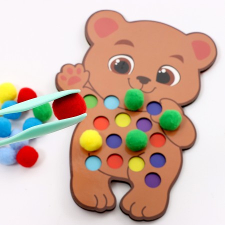 Different sorter "Bear" with pompons and tweezers, 15 x 21 cm-2