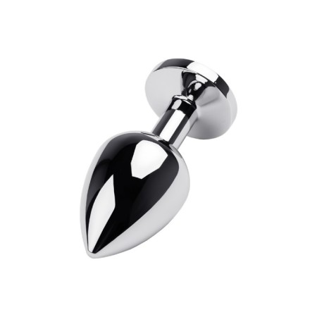 Anal plug Metal by Toyfa, silver, ruby, 8 cm, d = 3.4 cm-1