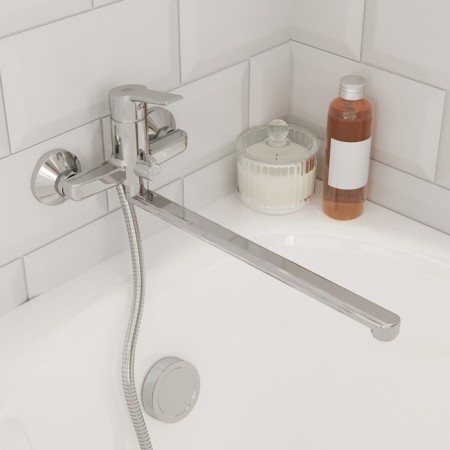 MILARDO STRIPE StRSB02M10 bath mixer, single -leaf, long spout 350 mm, chrome-1