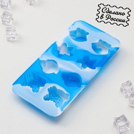 Form for ice and confectionery "shells", 20.1 × 10 cm, h = 2 cm, cell 4 cm, blue color